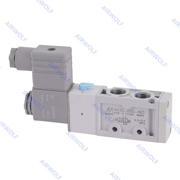 Mindman 5/2 Way 3/2 Way Aluminum Pneumatic Solenoid Valves DC24V AC220V AC110V DC12V MVSC-220-4E1 MVSC-220-4E2   MVSC-220-4E2-DC24-L