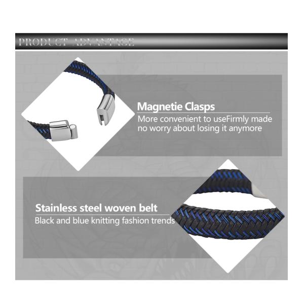Braided Leather Bracelets For Men,Leather Bracelets Fashion Magnetic Clasp 7.5-8.5 Inch