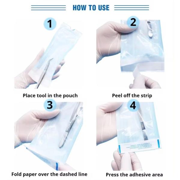 Bolsas de esterilización de diferentes tamaños Bolsas de esterilización de sello dental desechables Bolsa de esterilización