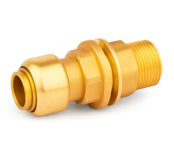 Brass Push Fit Bulkhead Tank Connector for PEX Copper Pipes