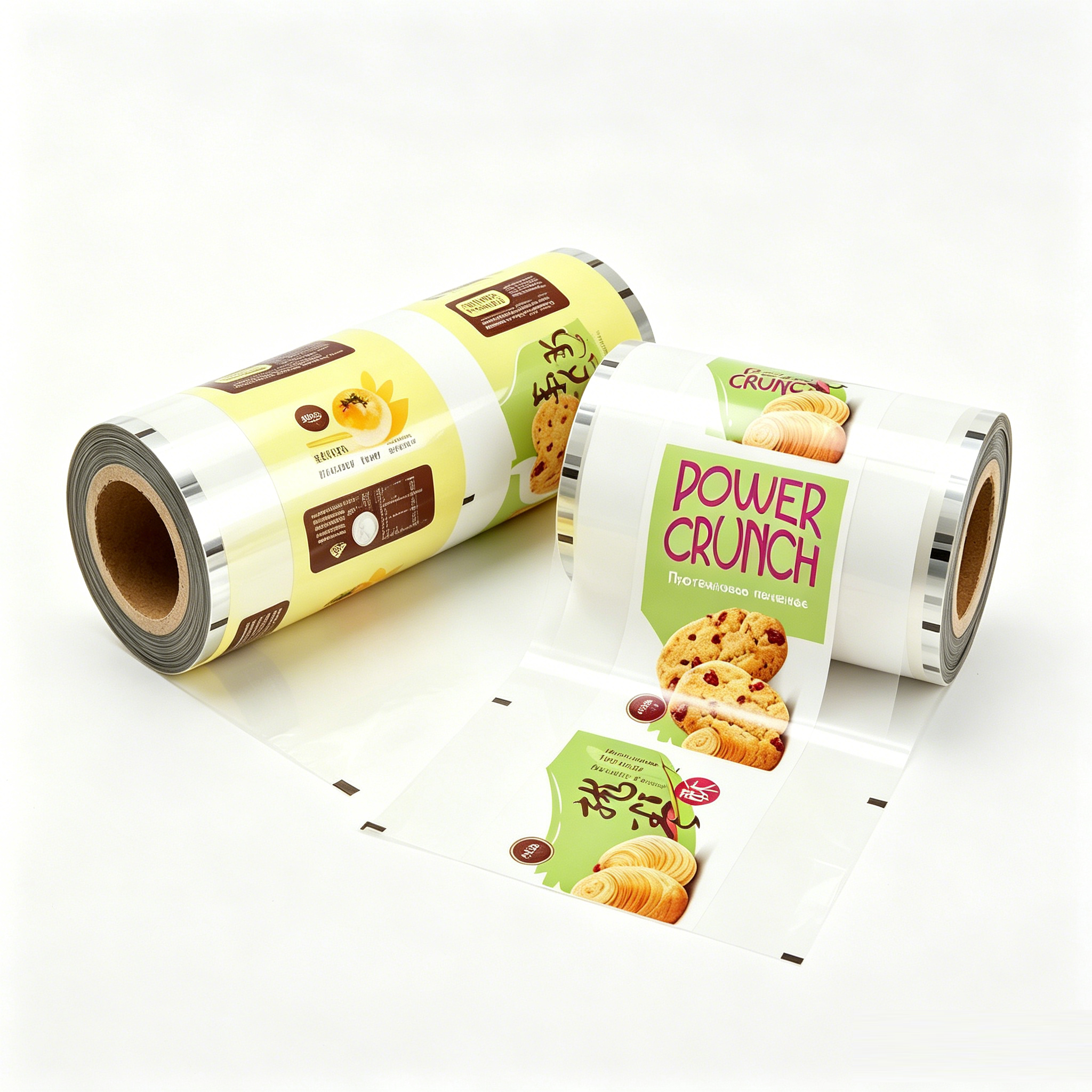 Food Grade Composite Packaging Roll Film For Fruit Flavored Small Cakes Meringue Cookies | BOPP/CPP BOPP/VMPET Laminated Automatic Packing Roll Stock For Baked Pastry OEM Custom Printed