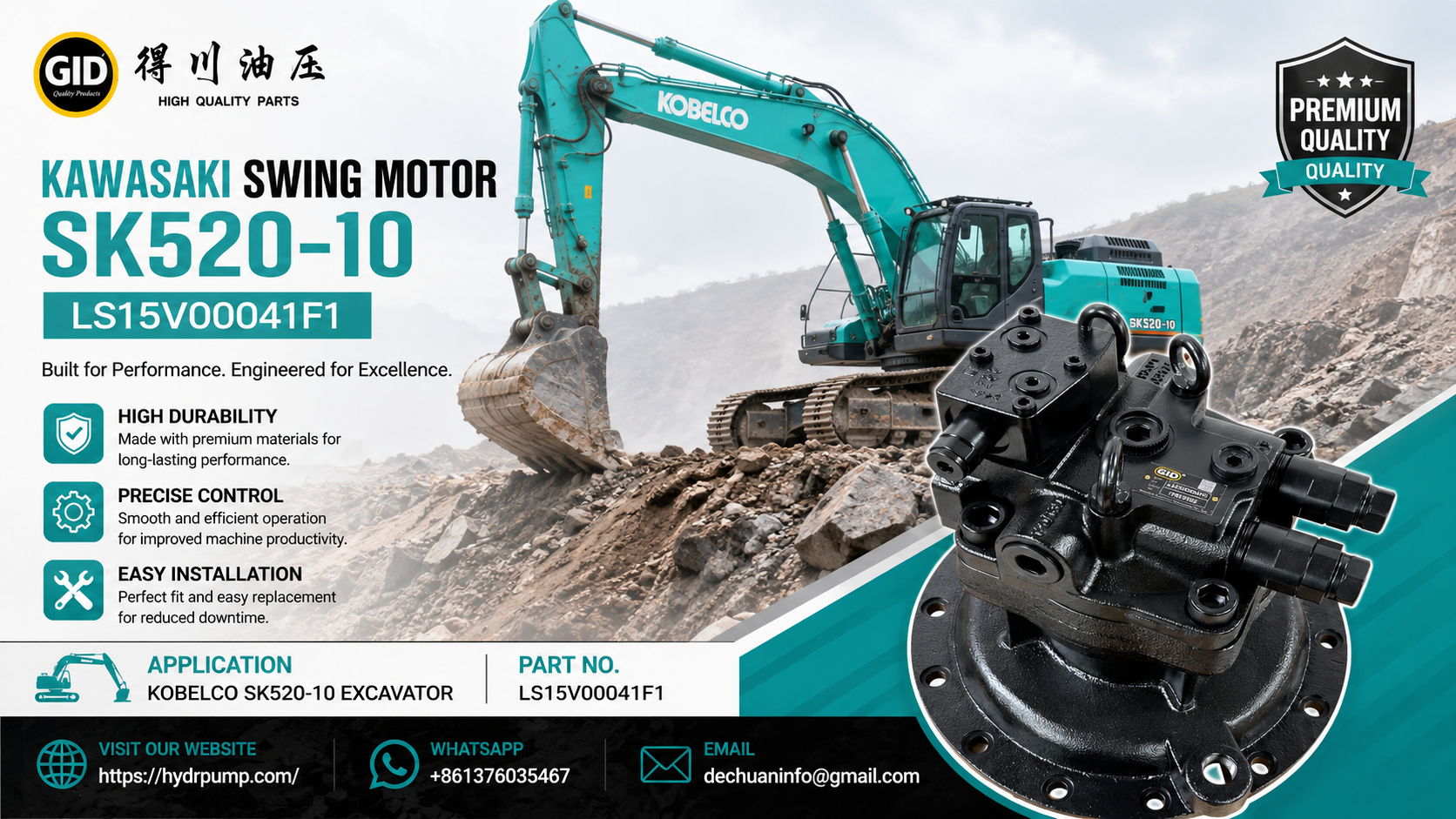 Hydraulic Swing Motor SK520-10 LS15V00041F1 for Kobelco Excavator Swing Drive