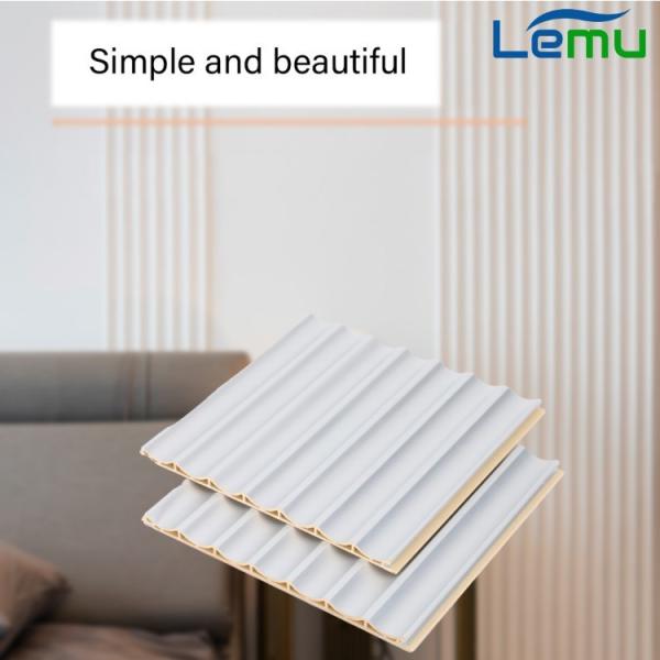 Fluted WPC Wall Panel Eco-friendly and Waterproof 3D Insulated Slat Wood for Indoor Interiors