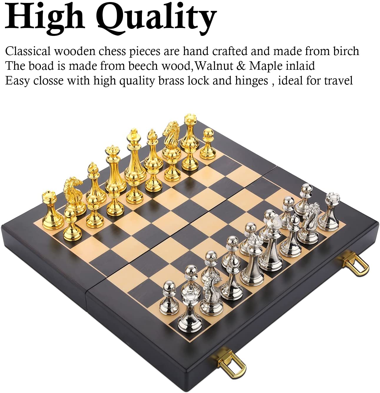 Wholesale Customized Logo Zinc-Alloy Foldable Chess Set Metal Chessboard