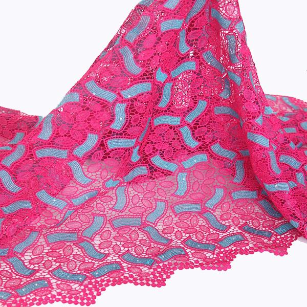 F20276 polyester with metalic nigerian lace material latest evening gown fabric