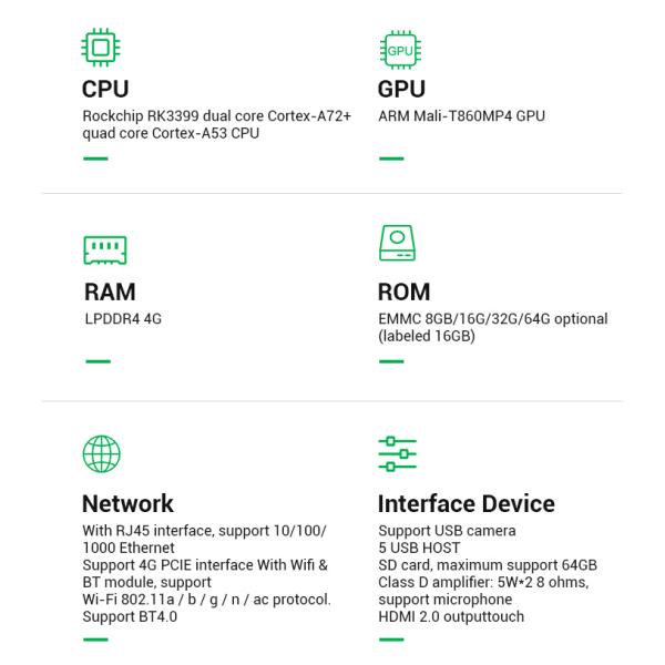 6 андроид 7,0 интерфейса материнской платы I2C ядра RK3399 промышленных врезанных
