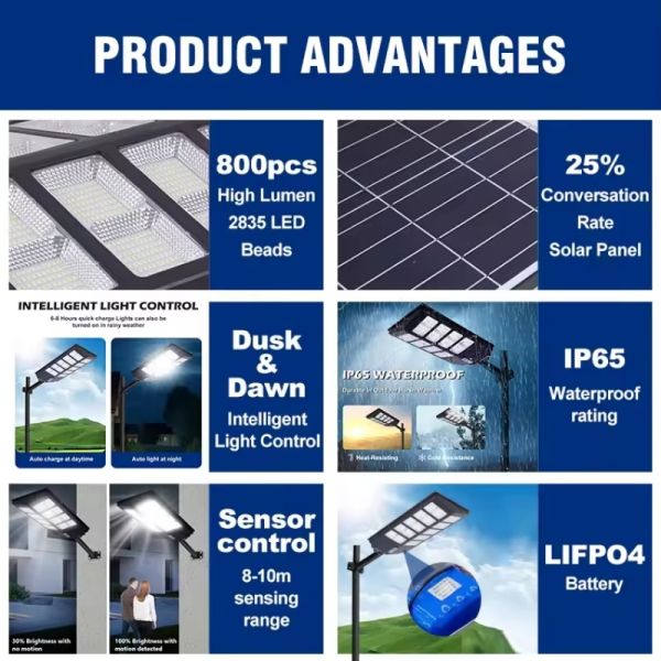 Factory Direct Wholesale 4-10 Meters Solar Street Light Waterproof Super Bright for Rural Yard Outdoor Lighting Municipal Construction Projects