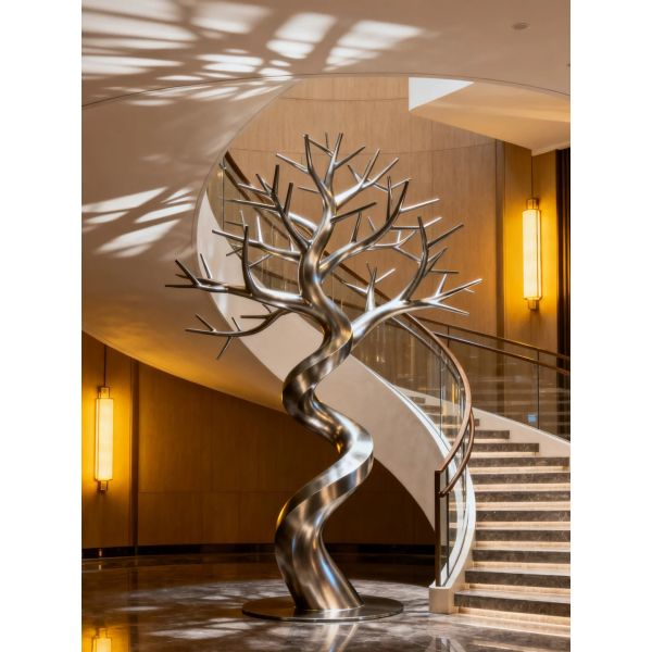 Modern Artistic Metal Tree Installation for Resort Garden Public Art Zone Decoration
