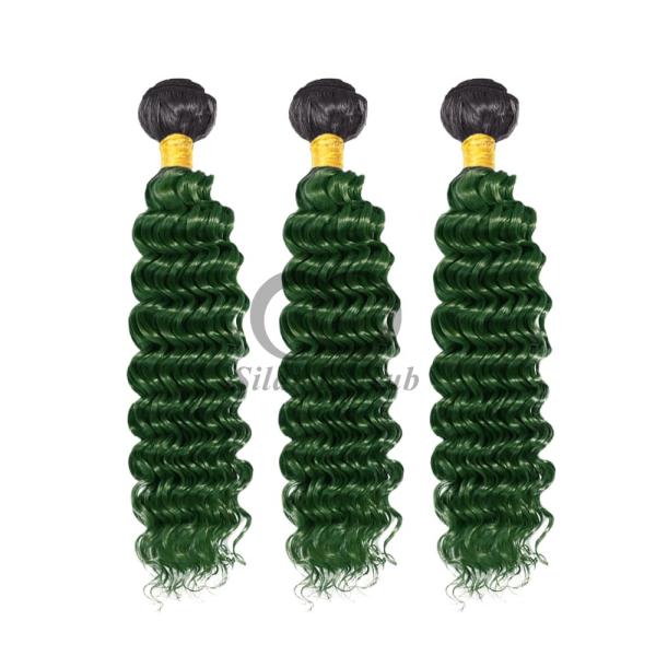 #T1B/Green Deep Wave Remy Human Hair Bundles Sew In Weave Bundles Brazilian Bundle Deals