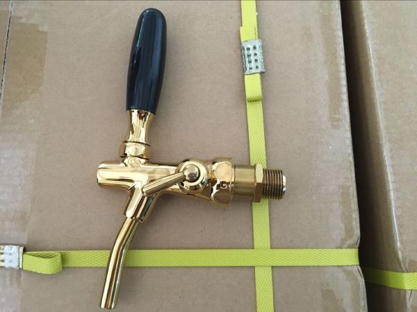 golden beer tap made of brass with stainless steel probe , for beer tower and cooler use