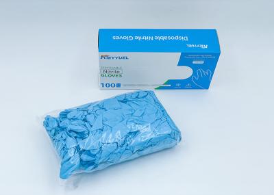 Powder-Free Material Blue Color Disposable Nitrile Gloves / Length : 9in 240mm ± 10mm