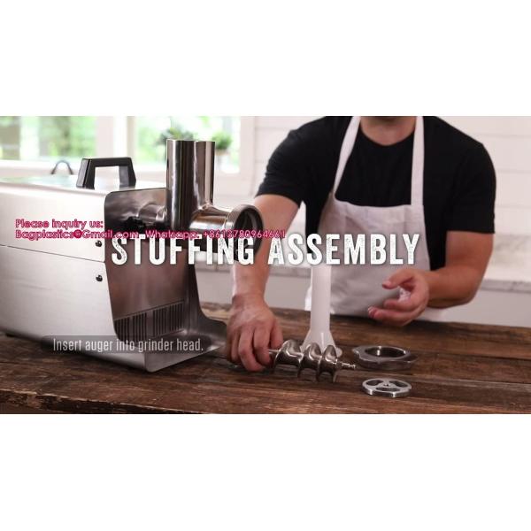 Food Processors, Meat Grinder Electric, Stainless Steel, Heavy Duty With Blades And Plates, Sausage Stuffer Tube