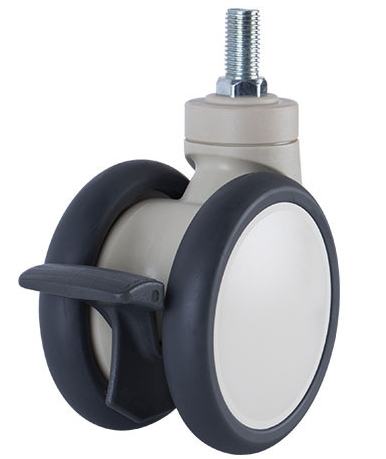 TPR Hospital Bed Caster Wheels 125MM Twin Wheels Medical Trolley Castors With Brake