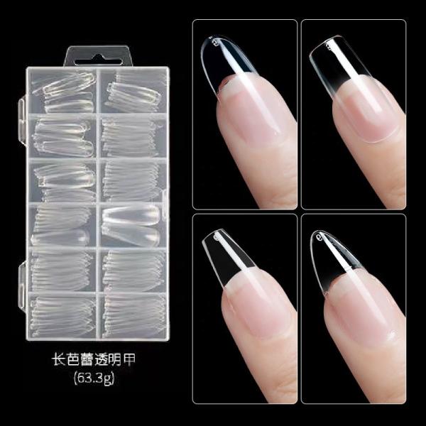 Private Label Full Cover Gel Nails Tips Artificial Long Clear French Frosted Fake Nails for DIY Nail Art
