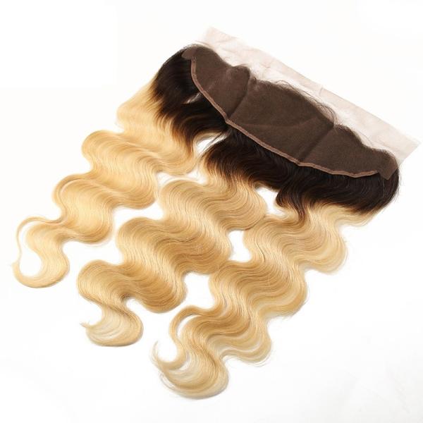 Colora o cabelo brasileiro misturado Ombre 13inch da cor 1B/613 pela orelha 4inch ao fechamento do Frontal do laço da orelha