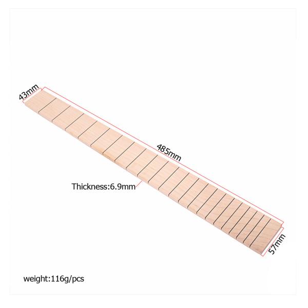 Fretboard de madeira de bordo Substituição de 485mm Fingerboard 22 Fret Peças de guitarra elétrica
