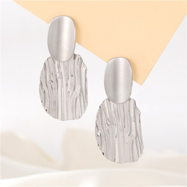 Fashion Gold Plated Brass Stylish Women's Earrings Wave Potato Chip Shape Silver Post Hypoallergenic Studs Earring