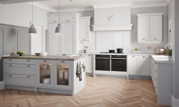 60 Inch Contrasting Kitchen Island And Cabinets With Lazy Susan Basket