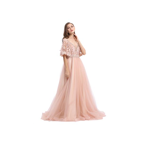 Nature Waistline Simple Vintage Long Evening Dresses For Ladies Europe Style