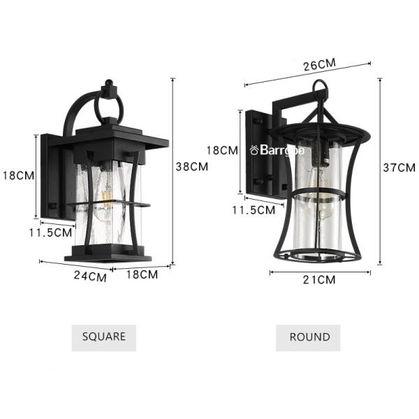 Square Round Vintage Nordic Wall Sconce E27 Bedroom Living Rom Corridor