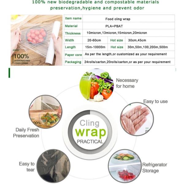 biodegradable compostable Food Wrap Kitchen Pvc Cling Film Kitchen Use Plastic Wrap PVC PE Cling Film For Food Wrap