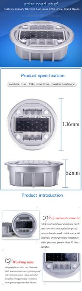 Solar Powered Road Studs LED Lights Aluminum Alloy PC Durable Solar Road Marker