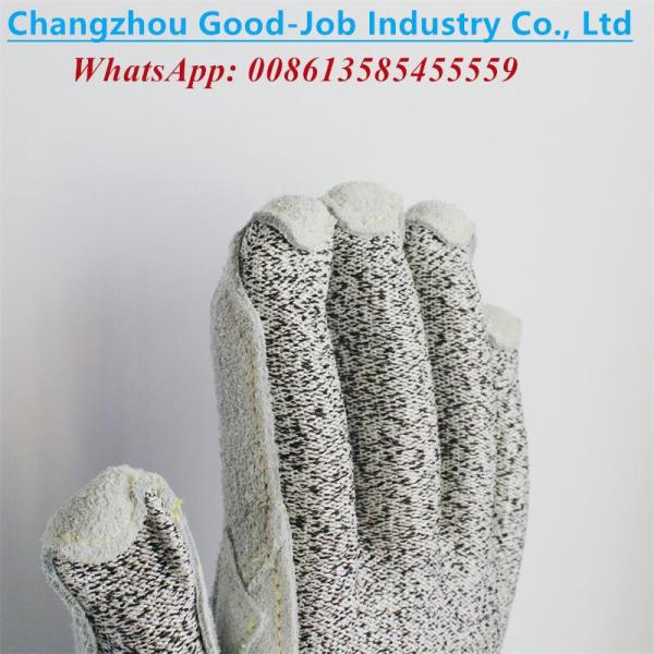 13G Finger Covered Cut Resistant HPPE Cut Proof Working Hand Gloves Level 5 Cow Split Leather Welding Gloves