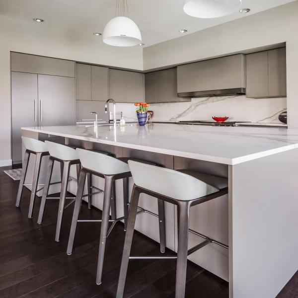 Flat Panel Lacquer Kitchen Cabinets Plywood Modern Light Grey