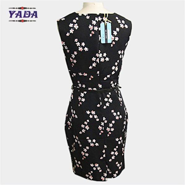 Новое прибытие черный маленький цветок свободное строку платье женщины пляжное платье дамы повседневные платья фотографии для девушки