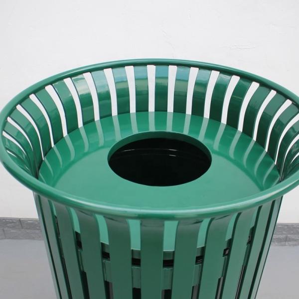 Powder Coating Metallic Outdoor Trash Cans With Lid 978Mm Height