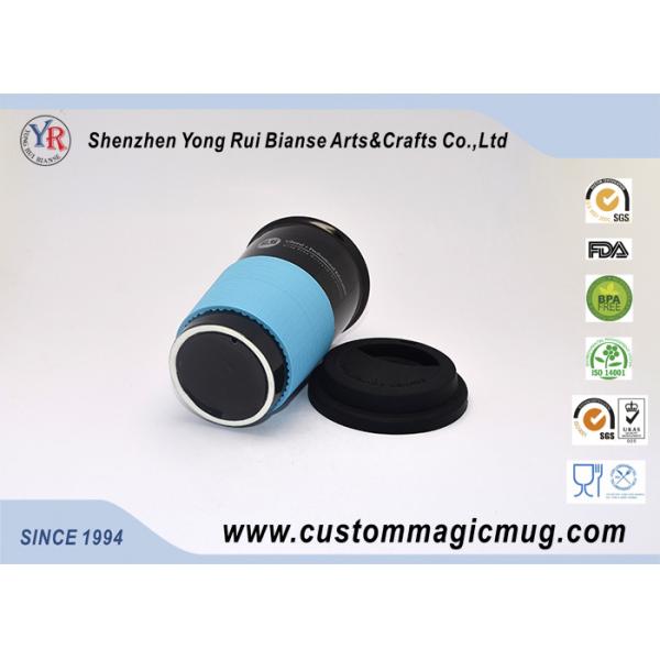 Promotional Gift Porcelain Travel Coffee Mug With Silicone Lid , Starbuck Coffee Mug