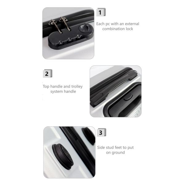 Highly Durable Hard Shell 3 Piece Luggage Set With Silent Rolling