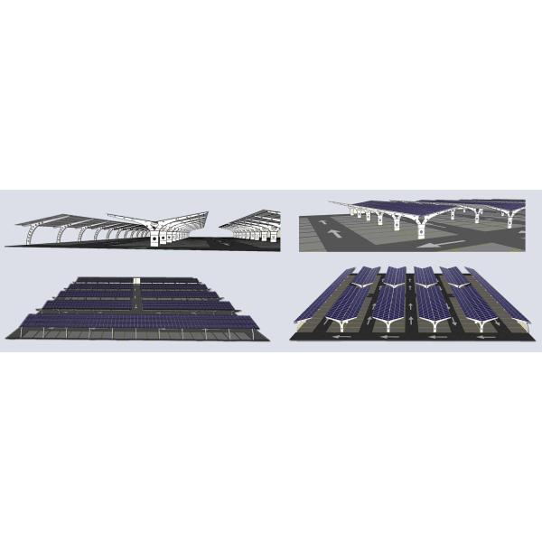 солнечные системы автопарка 60kw для порта автомобиля паркуя Frameless панель PV смололи устанавливать солнечный сарай автостоянки