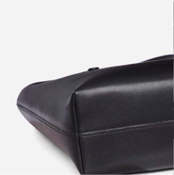 BSCI Ladies Tote Handbag Niche Black Leather Tote Bag