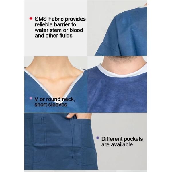 Décolleté en V jetable de tenue de protection de PPSB SMS PPSE pour médical