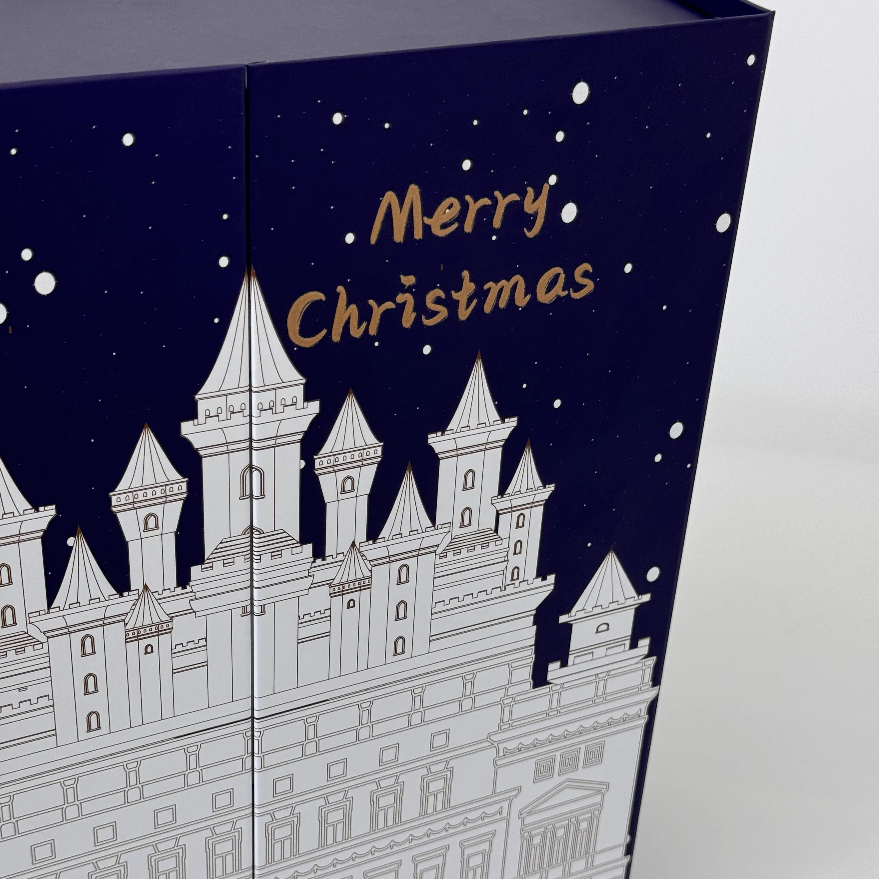 Gold Foil Castle Christmas Countdown Mystery Gift Box Packaging