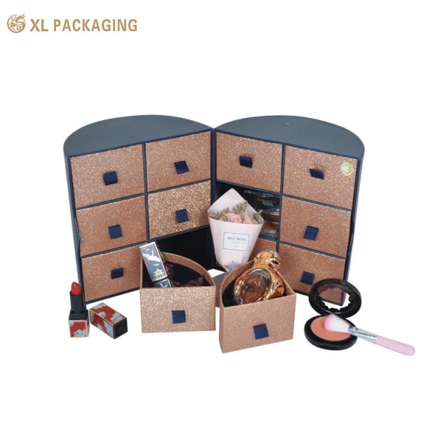 XL Packaging Custom Gift Box Packaging Advent Calendar Box Cmyk Custom 24 25pcs New Year Full Printing For Cosmetic Skincare Beauty Gift Christmas Box Drawer