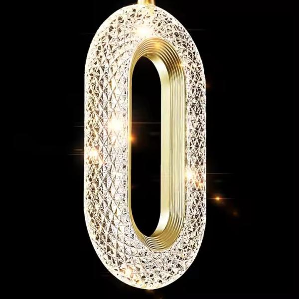 3200-6500K Trois couleurs de changement de lumière lampadaire LED moderne luxe de lumière ovale acrylique pendentif pour la maison et le restaurant