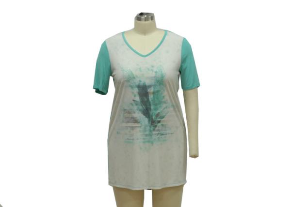 1/2 Elbow Length Sleeve Women'S T Shirts , Women'S Loose V Neck T Shirts Multi Colored