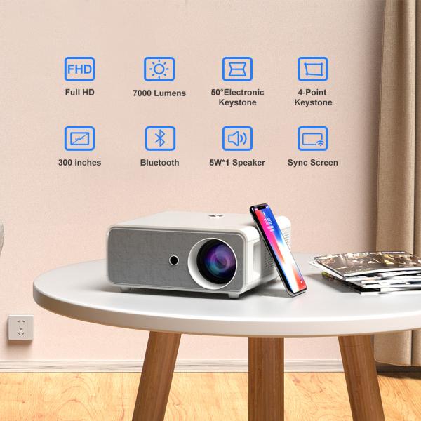 X1 Auto Focus Android Education Projector White Flagship Projector FHD Native 1080P Projector