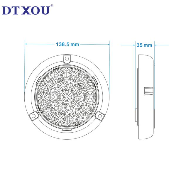 16pcs LED Chips Waterproof Sealing Light for Universal 4 Inch Round Trailer Tail Lights