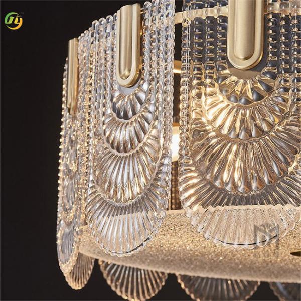 Modern Indoor Glass Chandeliers Pendant Lights With Golden Finish LED Lighting