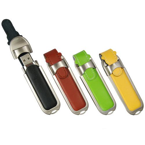 Movimentação de couro do flash de USB do caso