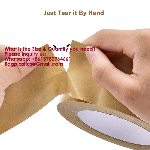 Recyclable Packaging Tape Self Adhesive Box Tape For Shipping, Sealing, Moving & Masking Eco-Friendly Kraft Paper Tape, Biodegradable Heavy Duty Packing Tape