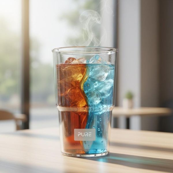 Cylinder plastic tumbler suitable for hot and cold drinks clear design showcases beverage colors enhancing customer appeal