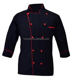 Long Sleeve Customized White Black Poly - Cotton Blend Modern Chef Coats