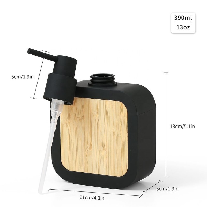 Bamboo Wood Dispenser Bottle for Liquid Hand Cream and Dishwashing Liquid Hand Sanitizer for Kitchen and Bathroom Countertops