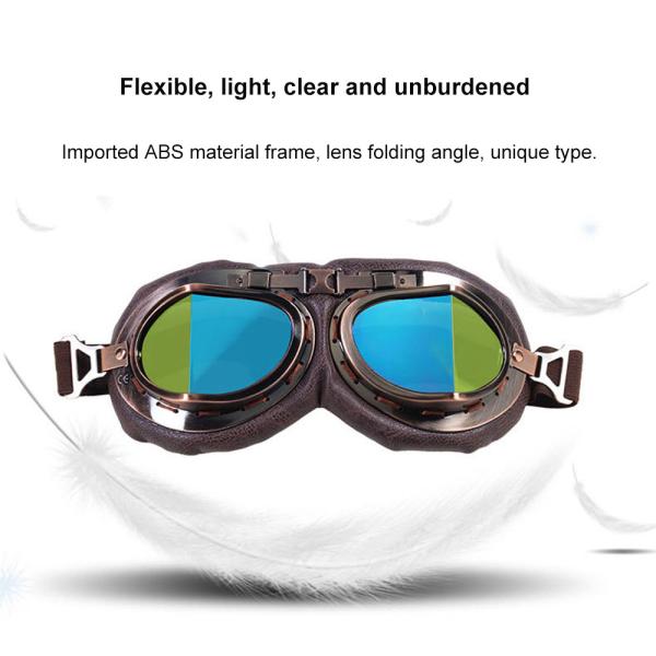 Custom Old Style Motorcycle Goggles with Adjustable High Strap and Anti-scratch Lens