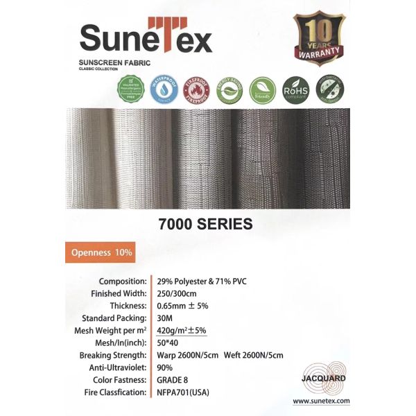 10% Openness Waterproof Flame Retardant Sunscreen Fabric Roller Blind Solar Screen Fabric