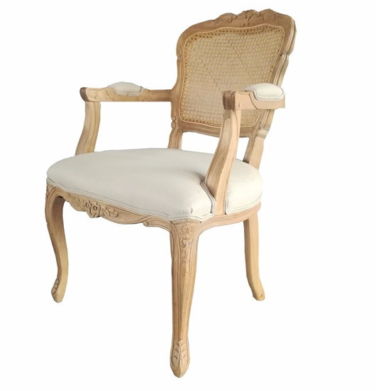 Fabric Upholstery Wooden Leisure Chair French Style For Living Room dining chair